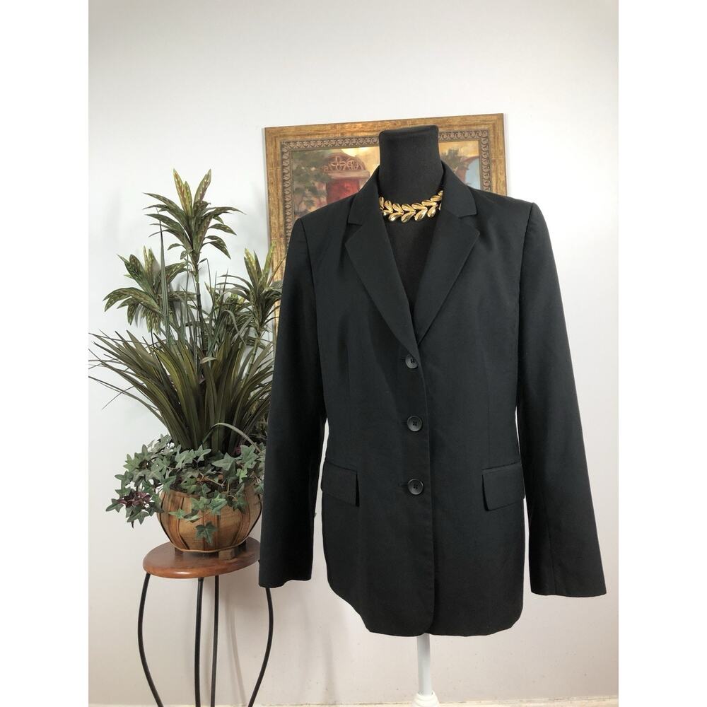 Kasper Womens Suit Jacket Size 12 Black 3 Buttons Whimsigoth Career Preppy Fairy